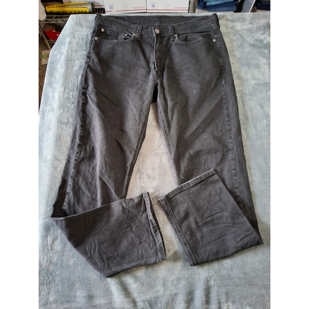 Levi Strauss Co WaterLess Mens Charcoal Black Straight Leg Denim Jeans 34x34 541